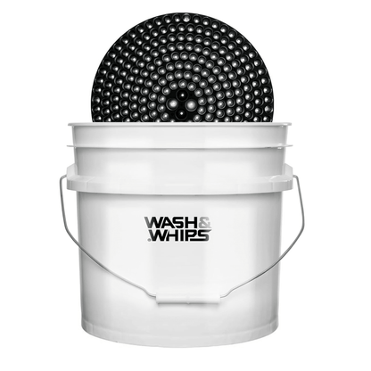 WASH&WHIPS Chenille Premium Scratch - Free Microfiber Lint - Free Blue Wash Mitt 8" x 10"in & Black Pitstop Particle Interceptor - Speedlogix