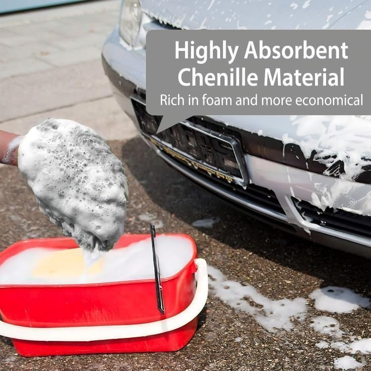 WASH&WHIPS Chenille Premium Scratch - Free Microfiber Lint - Free Blue Wash Mitt 8" x 10"in & Black Pitstop Particle Interceptor - Speedlogix