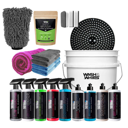 WASH&WHIPS Quick Detailing Pro Kit for Auto Detailing - 16 - Piece Complete Car Care Set - Speedlogix
