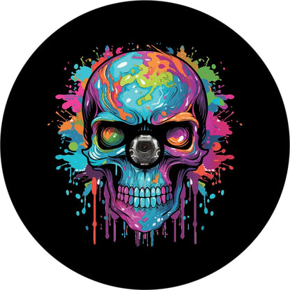 Watercolor Paint Splatter Skull Unique Bronco Spare Tire Cover - Speedlogix
