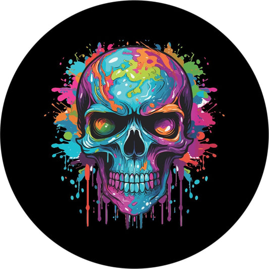 Watercolor Paint Splatter Skull Unique Bronco Spare Tire Cover - Speedlogix