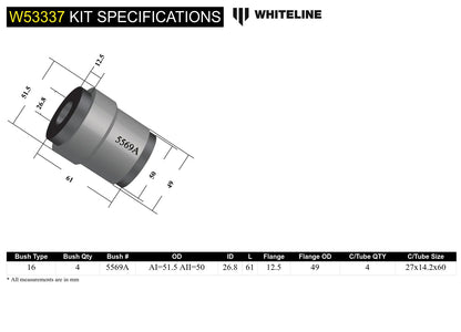 Whiteline Front Upper Control Arm Inner Bushings 2005 - 2010 Challenger/Charger - Speedlogix