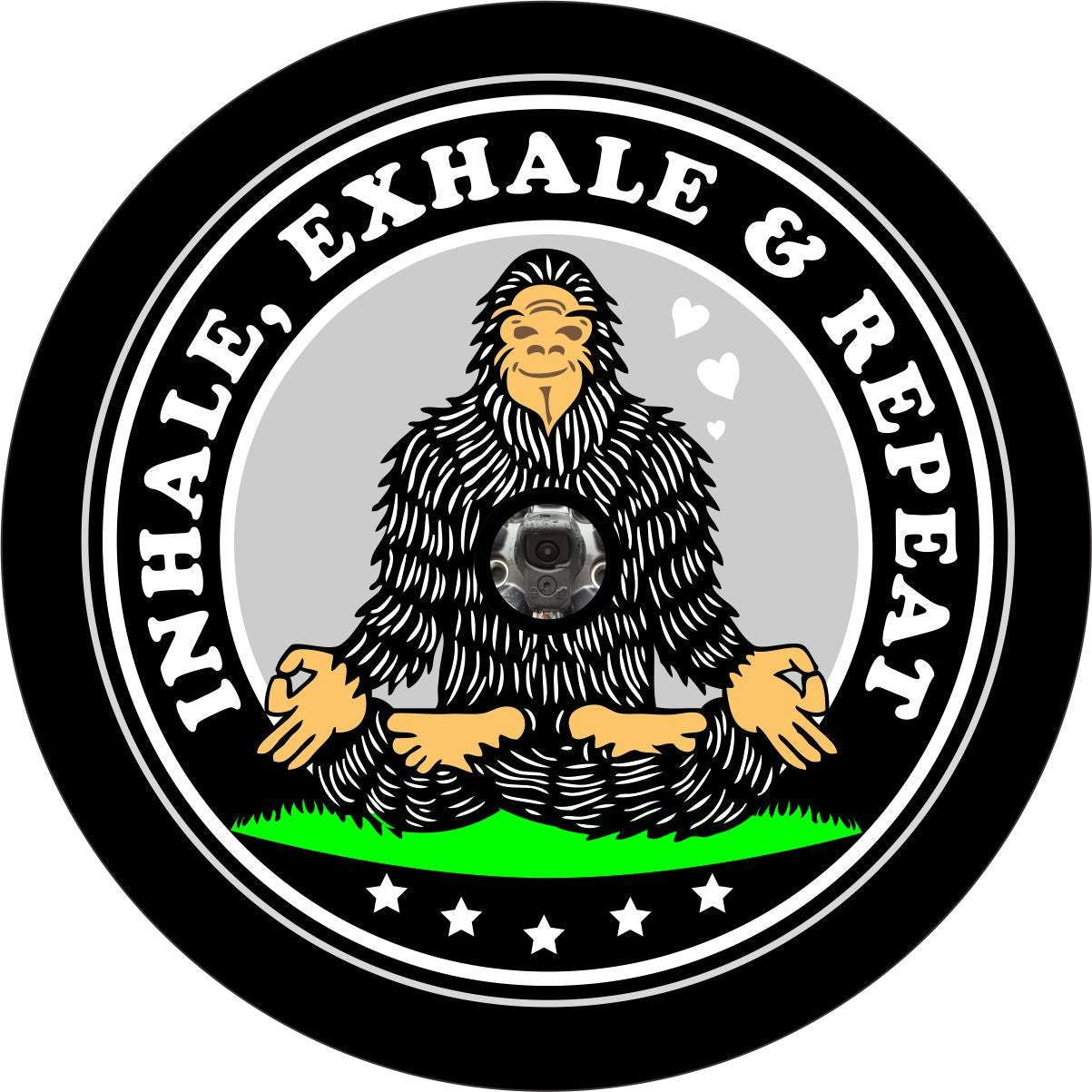 Zen Bigfoot Sasquatch Inhale, Exhale, & Repeat Funny Bronco Spare Tire Cover - Speedlogix