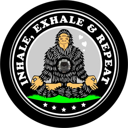 Zen Bigfoot Sasquatch Inhale, Exhale, & Repeat Funny Bronco Spare Tire Cover - Speedlogix