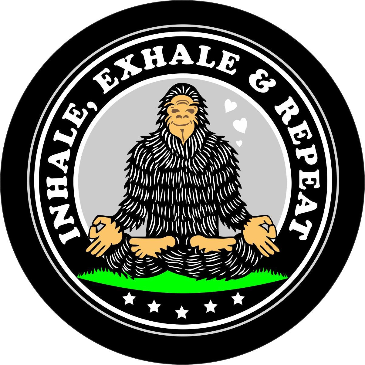 Zen Bigfoot Sasquatch Inhale, Exhale, & Repeat Funny Bronco Spare Tire Cover - Speedlogix