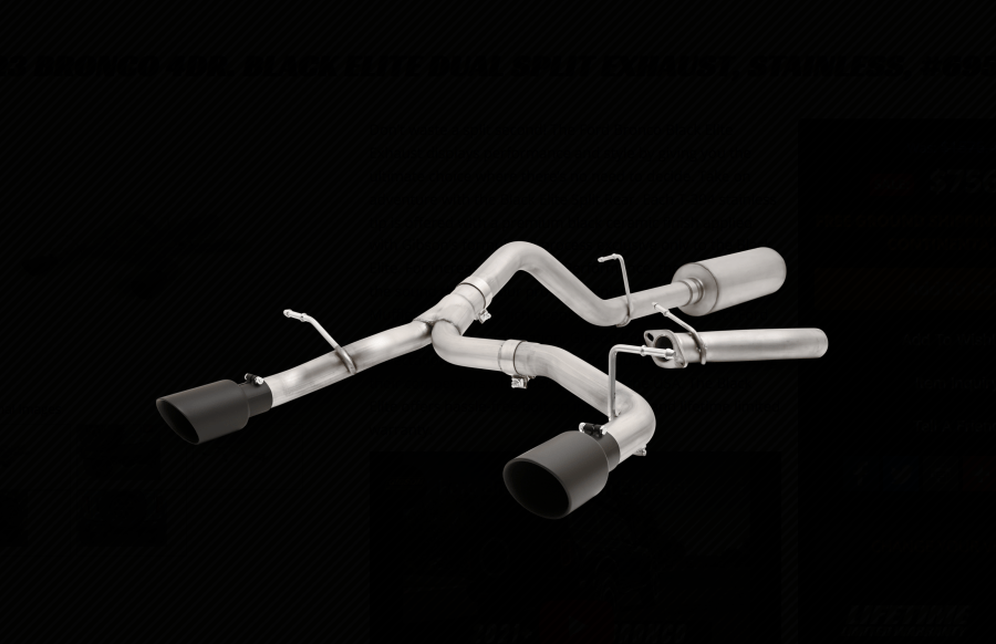 Gibson Elite Dual Split Exhaust (Black) 2021 - 2023 Bronco 4 - Door - Speedlogix