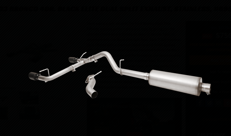 Gibson Elite Dual Split Exhaust (Black) 2021 - 2023 Bronco 4 - Door - Speedlogix